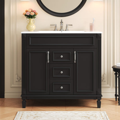 Bathroom Vanity With Top Sink, Basin On Cabinet With 2 Soft Closing Doors And 2 Drawers