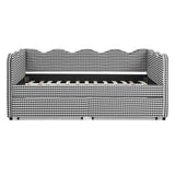 Gingham Daybed With USB Charging Port, Wave-Shaped Design