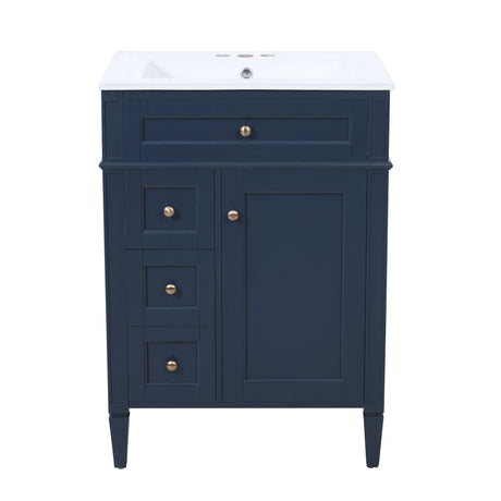 Bathroom Vanity With Top Sink, Storage Cabinet With 2 Drawers And Tip-Out Drawer