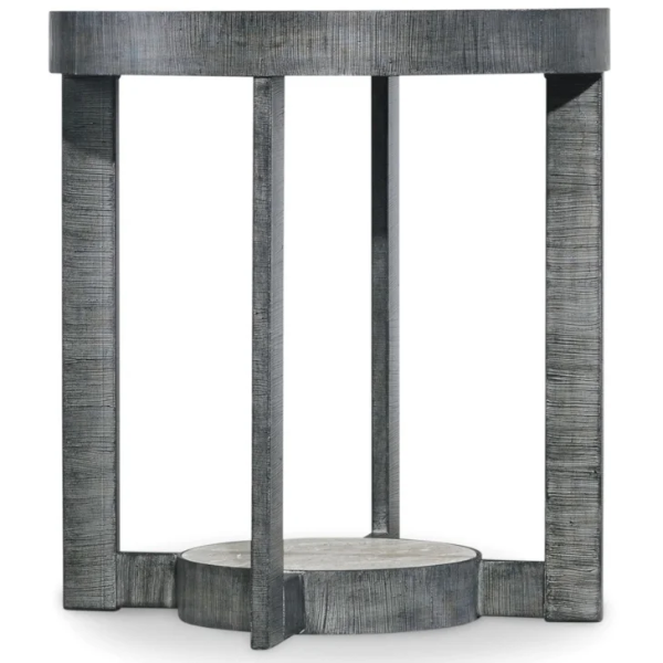 Industrial Round End Table with Marble Tabletop - 5283-80114
