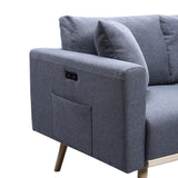 Easton - Fabric Sofa With USB Charging Ports Pockets And Pillows
