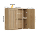 Wall Mounted Bathroom Cabinet With Double Doors And Vertical Grooved Design For Bathrooms - Oak