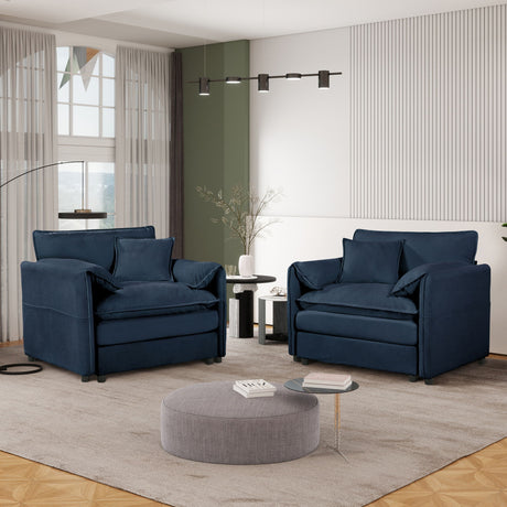 Modern Oversized Accent Chair, Comfy Single Sofa With Large Seat (Set of 2)