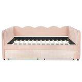 Gingham Daybed & USB Charging Port, Wave Shaped Design