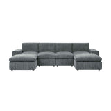 Upholstered Sectional With 2 Ottomans Living Room Seating - Dark Gray