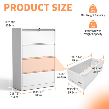Premium Drawer Metal Lateral File Cabinet With Lock