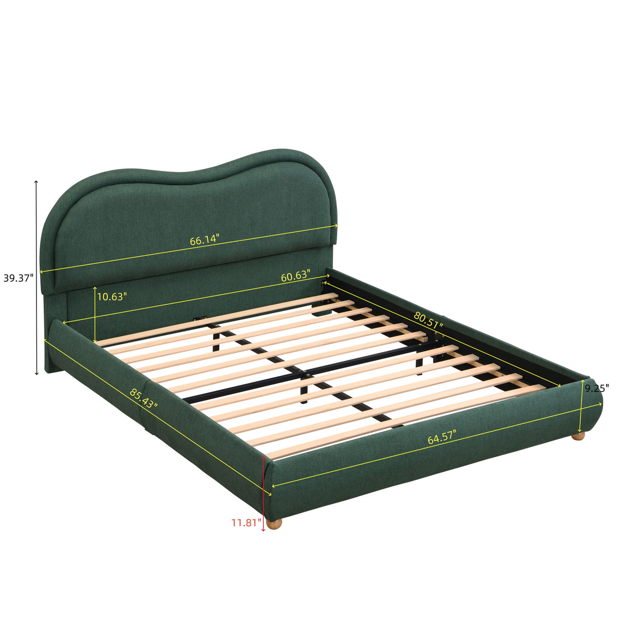 Upholstered Platform Bed Frame With Curved Headboard