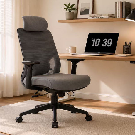 High Back Ergonomic Office Chair With Adjustable Headrest & 5D Armrest, Height Adjustable Swivel For Home Office - Antique Gray