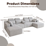U-Shaped Sectional Sofa With Chaise Lounge And Cup Holders
