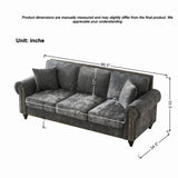 3 And 2 Seater Sofa With Rolled Arms, Tufted Upholstered Couch - Gray