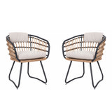 Patio All Weather Armchairs With Cushions (Set of 2) - Beige