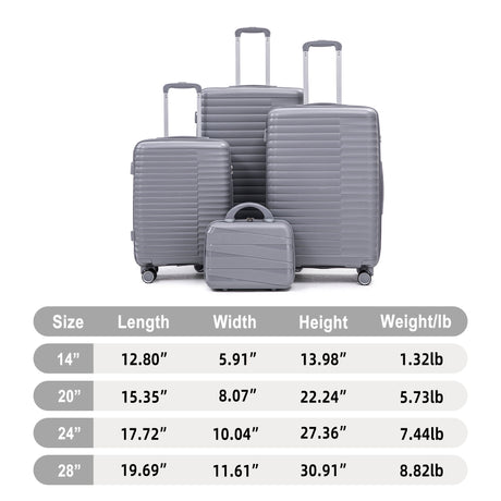 4 Piece Luggage Set, Combination Lock