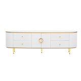 Modern TV Stand For TVs Up To 80", Entertainment Center With 4 Drawers And 1 Cabinet, Wood TV Console Table With And Handles For Living Room - White