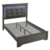 Bed With Square Button Tufting And LED Lights