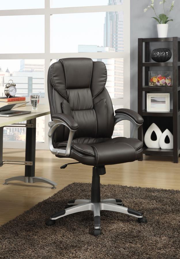 Kaffir Upholstered Adjustable Office Desk Chair Dark Brown - 800045