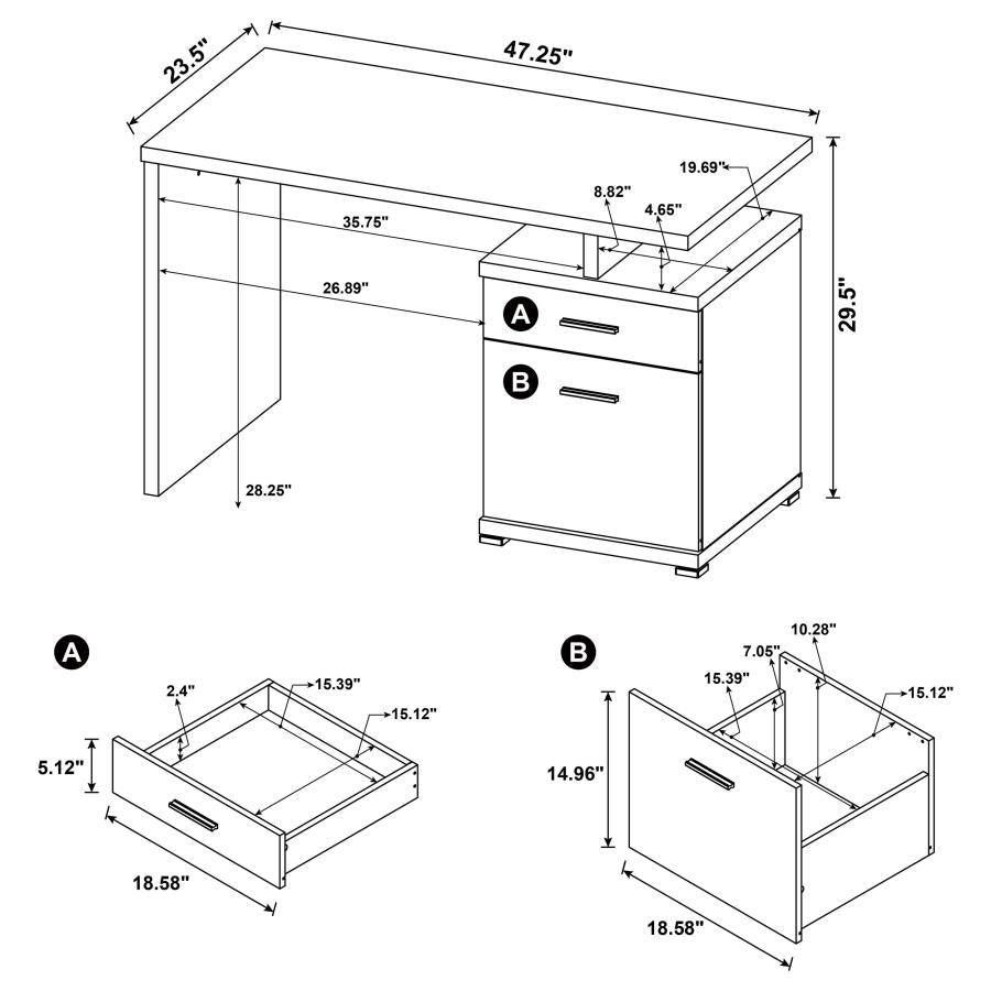 Irving 47-inch 2-drawer Office Computer Desk Cappuccino - 800109