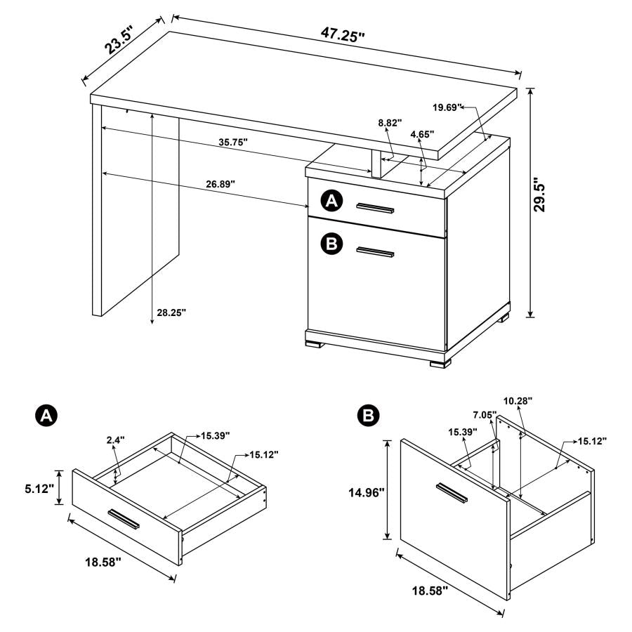 Irving 47-inch 2-drawer Office Computer Desk White - 800110