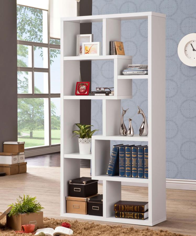 Theo 71-inch 6-shelf Bookshelf White - 800136