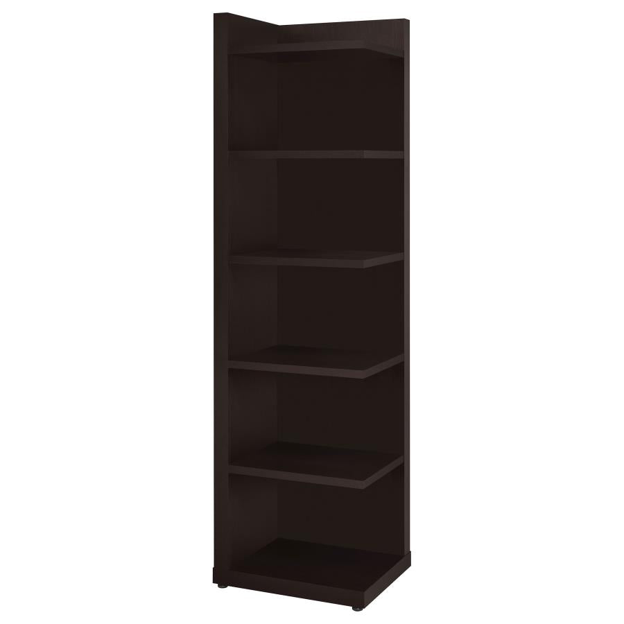 Alder 71-inch 6-shelf Corner Bookcase Cappuccino - 800270