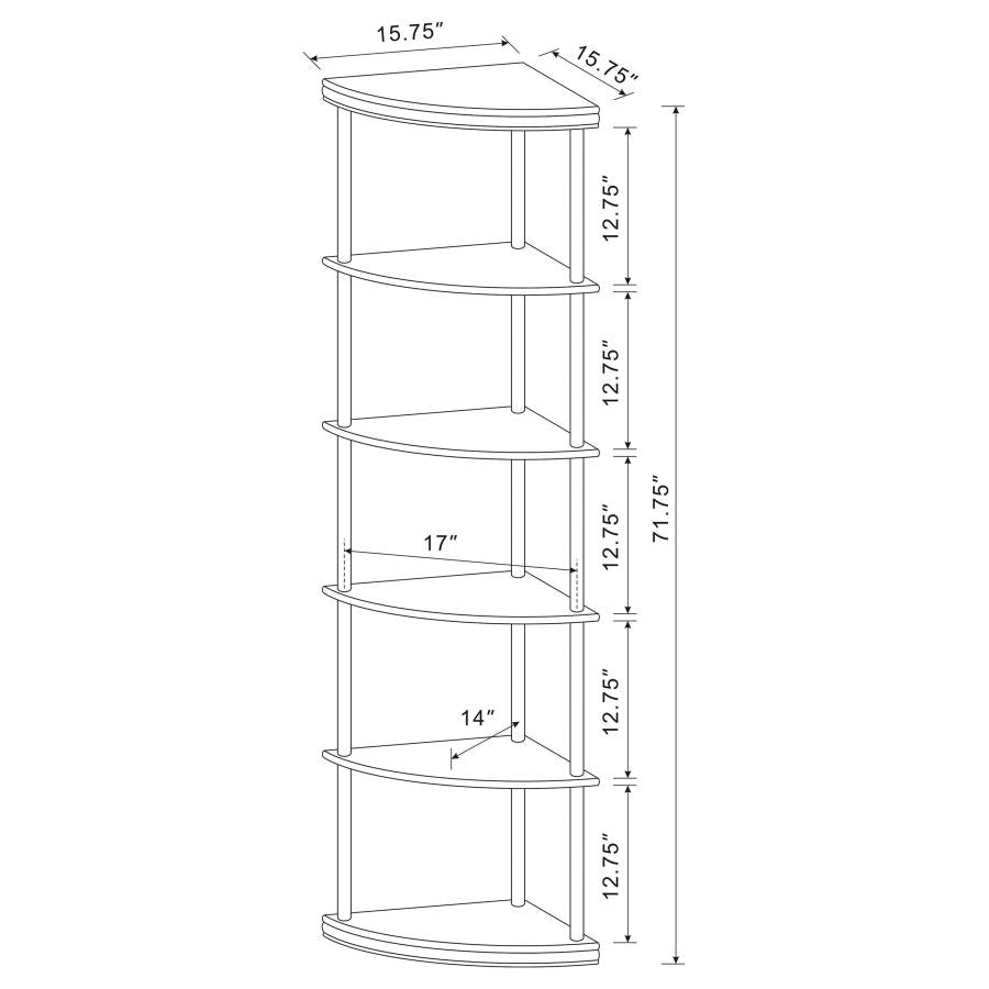 Bonwick 72-inch 5-shelf Corner Bookshelf Cappuccino - 800279