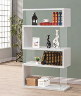 Emelle 63-inch 4-shelf Glass Panel Bookshelf White - 800300