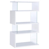 Emelle 63-inch 4-shelf Glass Panel Bookshelf White - 800300