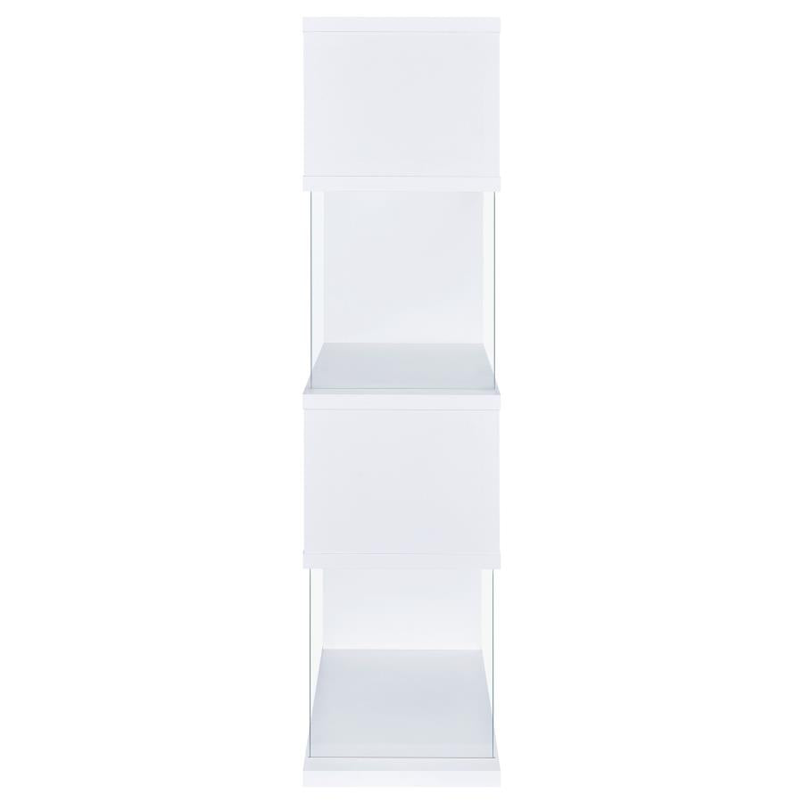 Emelle 63-inch 4-shelf Glass Panel Bookshelf White - 800300