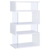 Emelle 63-inch 4-shelf Glass Panel Bookshelf White - 800300