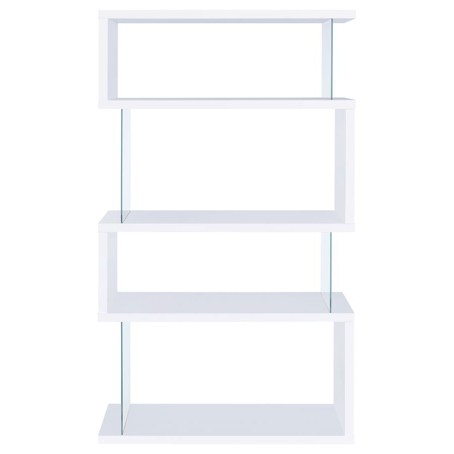 Emelle 63-inch 4-shelf Glass Panel Bookshelf White - 800300