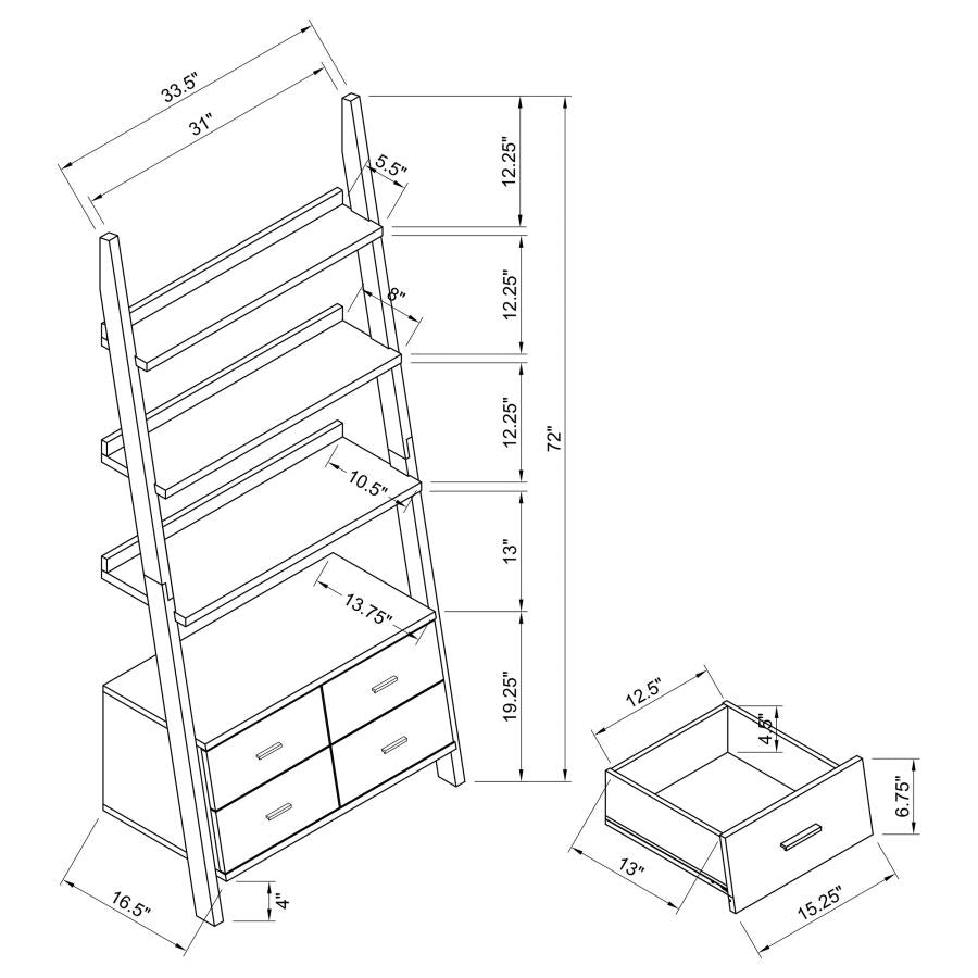 Colella 72-inch 5-shelf Storage Ladder Bookshelf Cappuccino - 800319