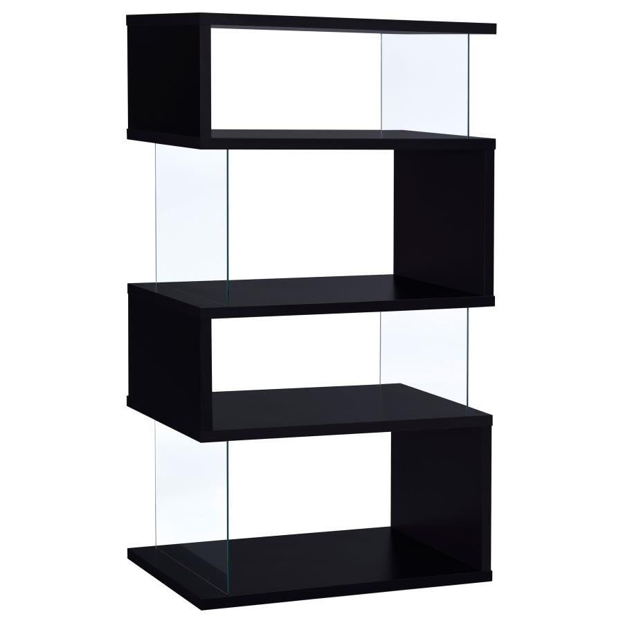 Emelle 63-inch 4-shelf Glass Panel Bookshelf Black - 800340