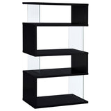 Emelle 63-inch 4-shelf Glass Panel Bookshelf Black - 800340