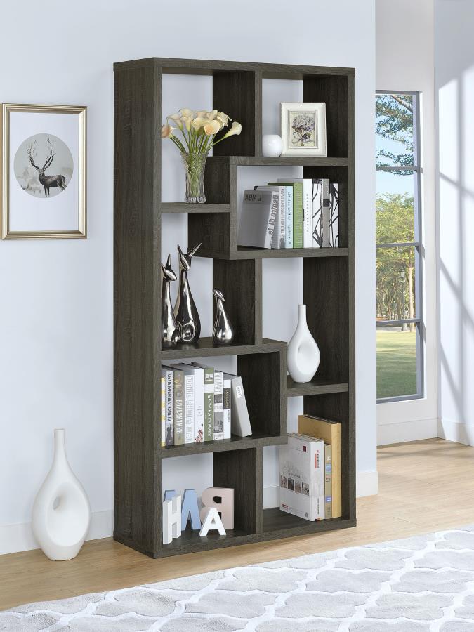 Theo 71-inch 6-shelf Bookshelf Weathered Grey - 800510