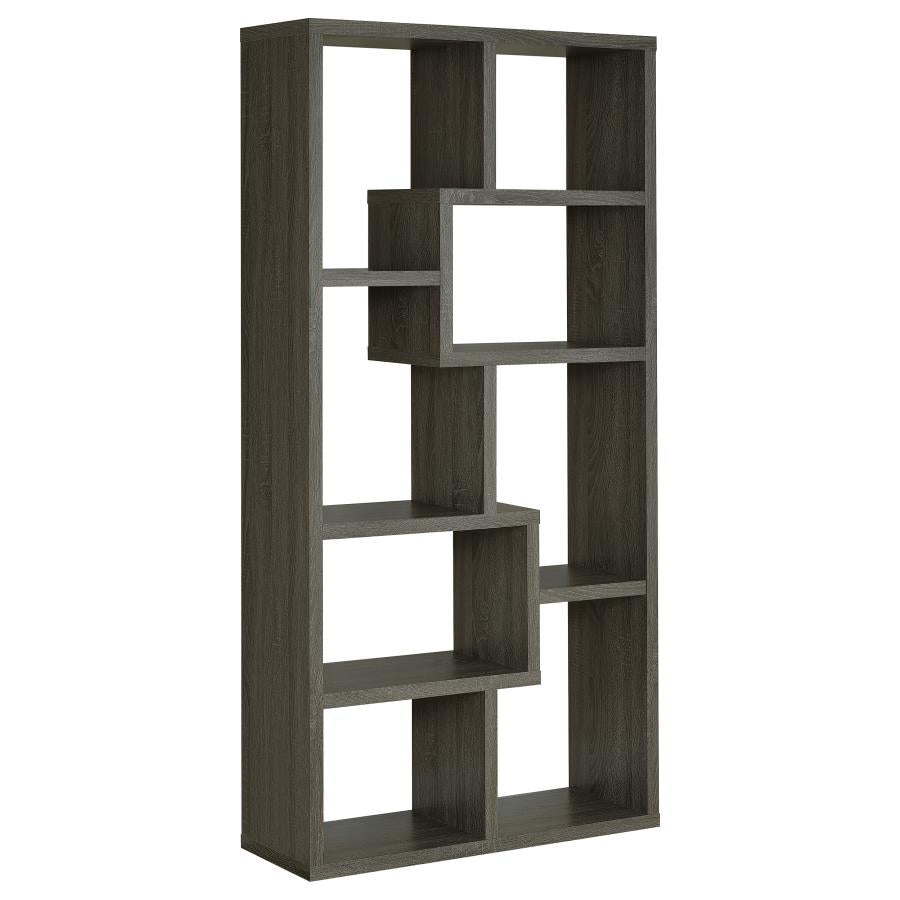 Theo 71-inch 6-shelf Bookshelf Weathered Grey - 800510