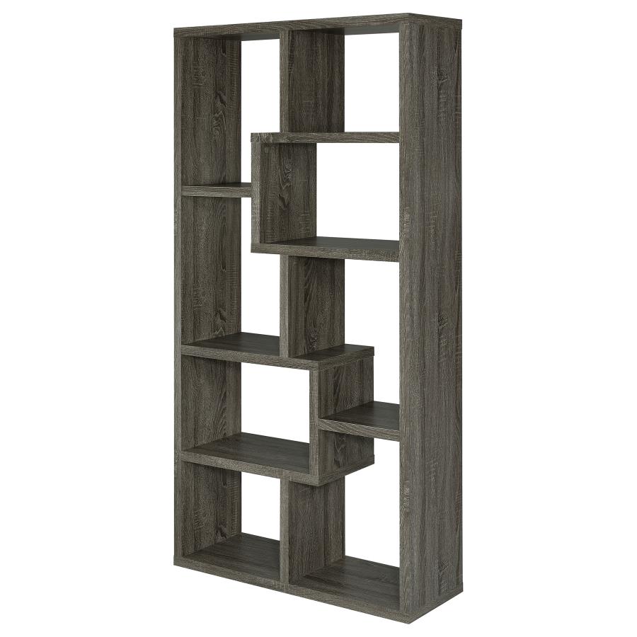 Theo 71-inch 6-shelf Bookshelf Weathered Grey - 800510