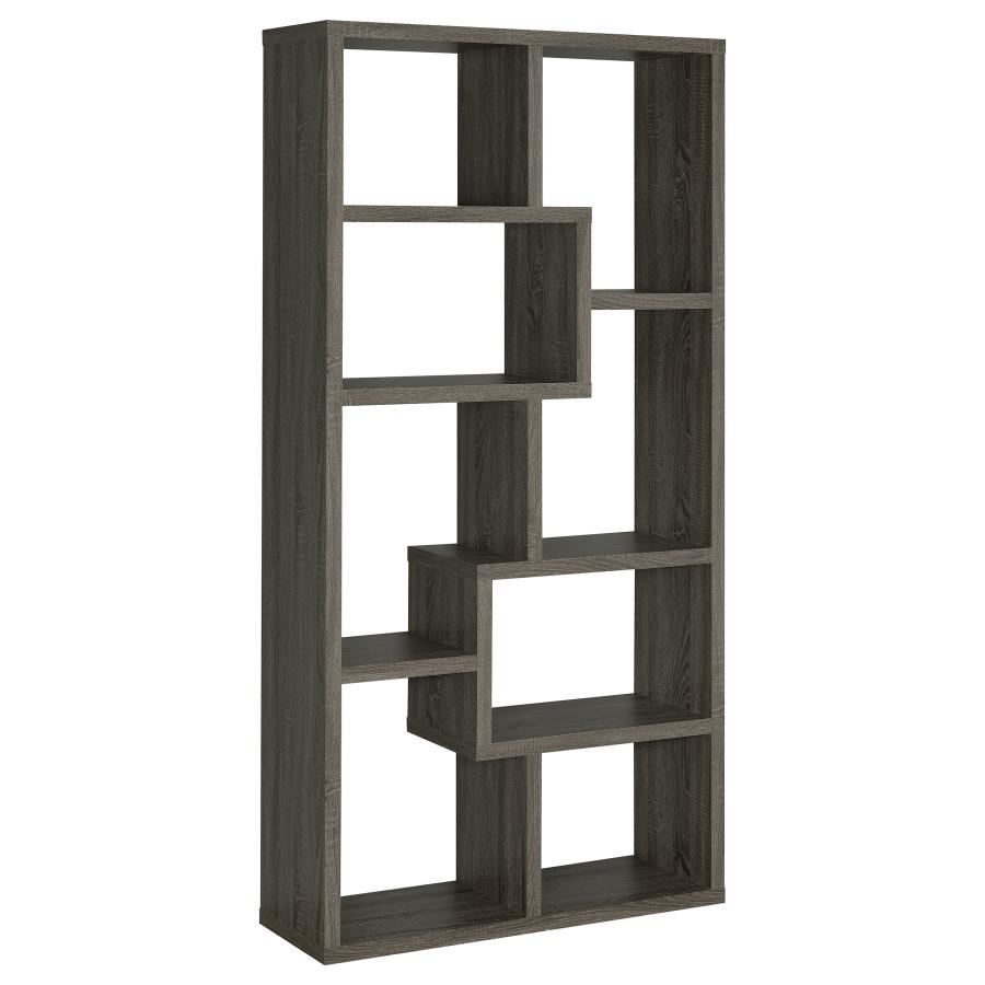 Theo 71-inch 6-shelf Bookshelf Weathered Grey - 800510