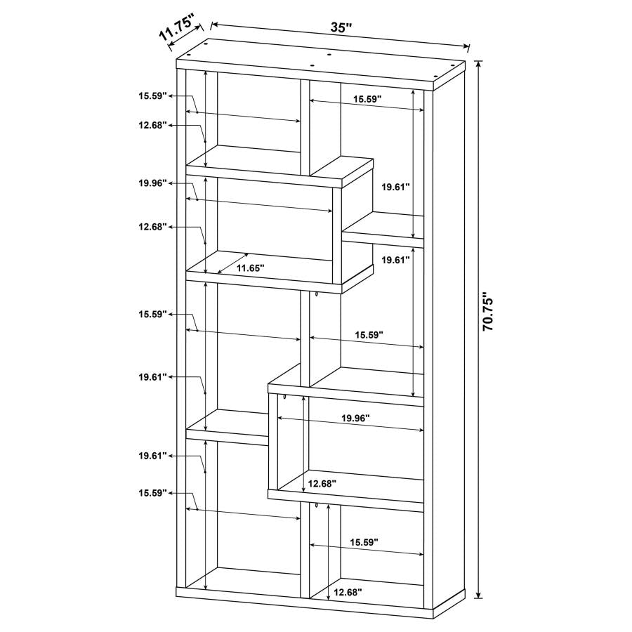 Theo 71-inch 6-shelf Bookshelf Weathered Grey - 800510