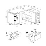Yvette 60-inch 3-drawer L-Shape Computer Desk White - 800516