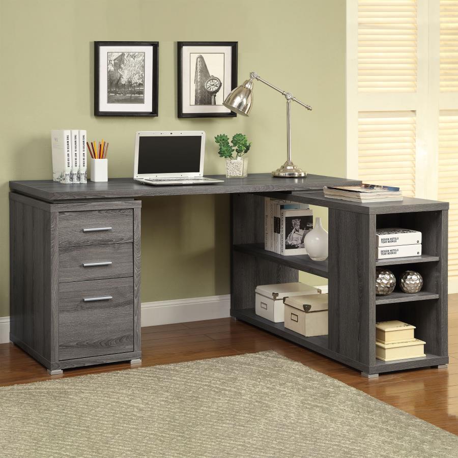 Yvette 60-inch 3-drawer L-Shape Computer Desk Weathered Grey - 800518