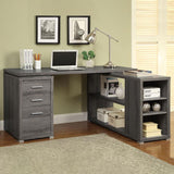 Yvette 60-inch 3-drawer L-Shape Computer Desk Weathered Grey - 800518