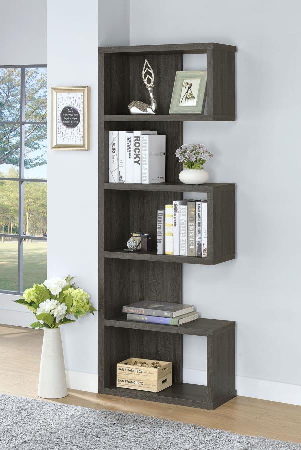 Joey 71-inch 5-shelf Bookshelf Weathered Grey - 800552