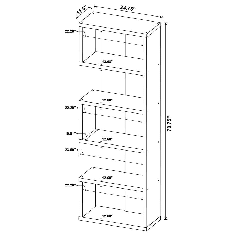 Joey 71-inch 5-shelf Bookshelf Weathered Grey - 800552