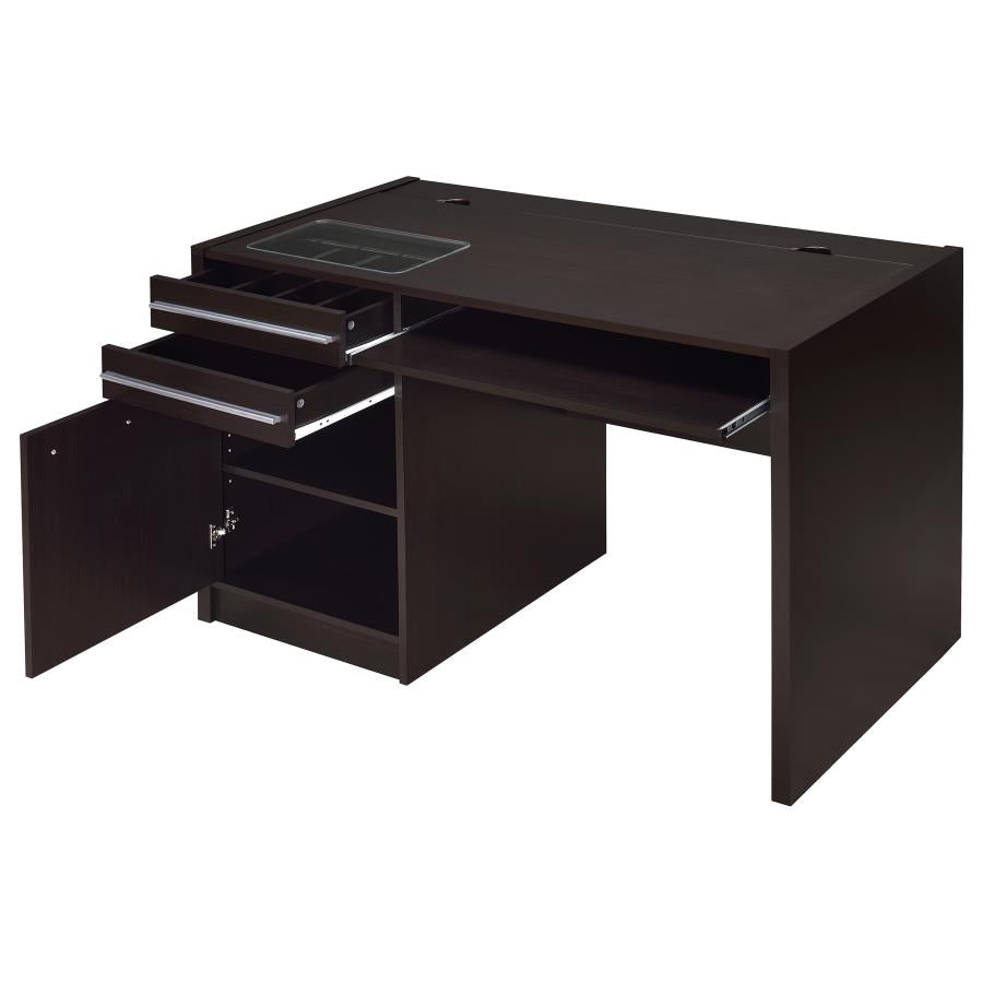 Halston 47-inch 2-drawer Office Desk with Cabinet Cappuccino - 800702