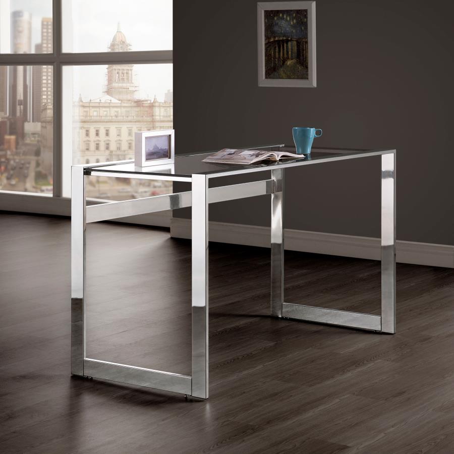 Hartford 47-inch Glass Top Writing Desk Chrome - 800746