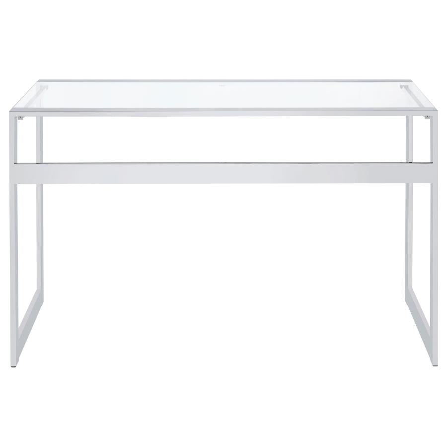 Hartford 47-inch Glass Top Writing Desk Chrome - 800746
