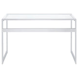 Hartford 47-inch Glass Top Writing Desk Chrome - 800746