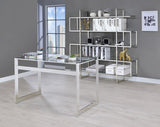 Hartford 47-inch Glass Top Writing Desk Chrome - 800746