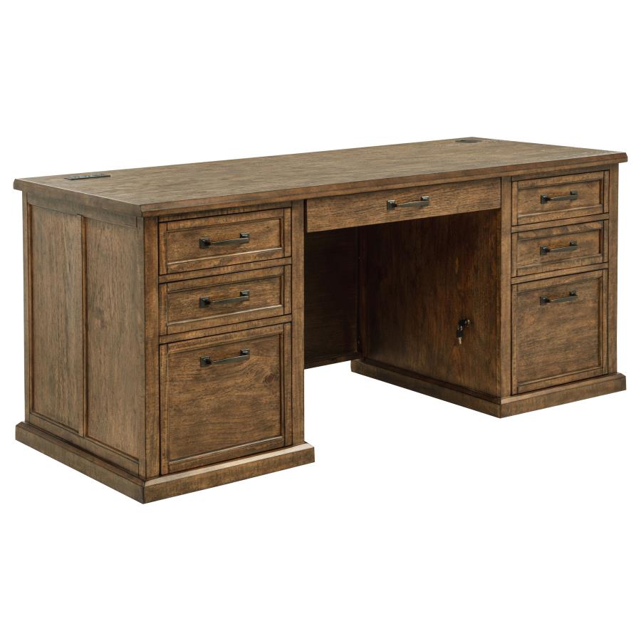 Altidore 68-inch 7-drawer Executive Home Office Desk Distressed Brown - 800795