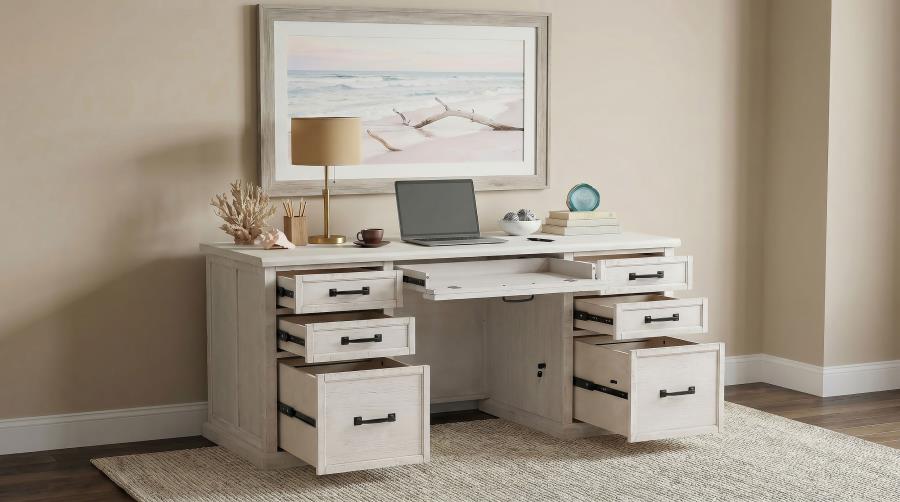 Altidore 68-inch 7-drawer Executive Home Office Desk Distressed White - 800796