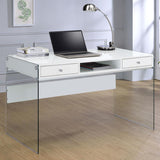Dobrev 48-inch 2-drawer Writing Desk White High Gloss - 800829